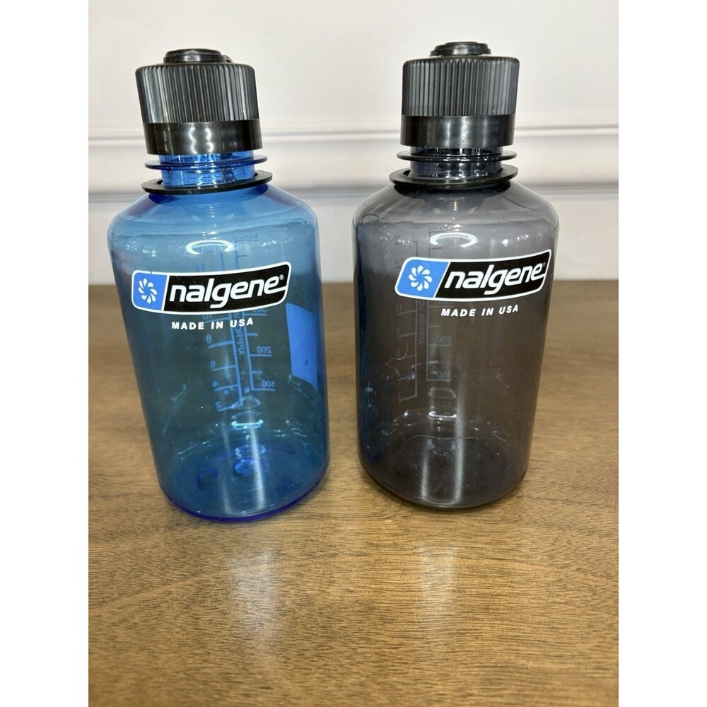 Set Of 2 Nalgene Sustain 16 oz 500 ml Water Bottle - Gray And Blue Used